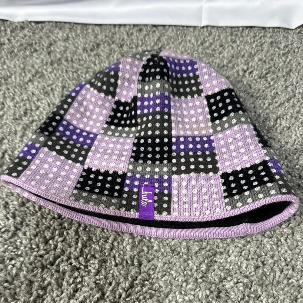 Mossimo Supply Co Pink W Fur & Bula Purple and Black Beanie Hat Youth OSFM